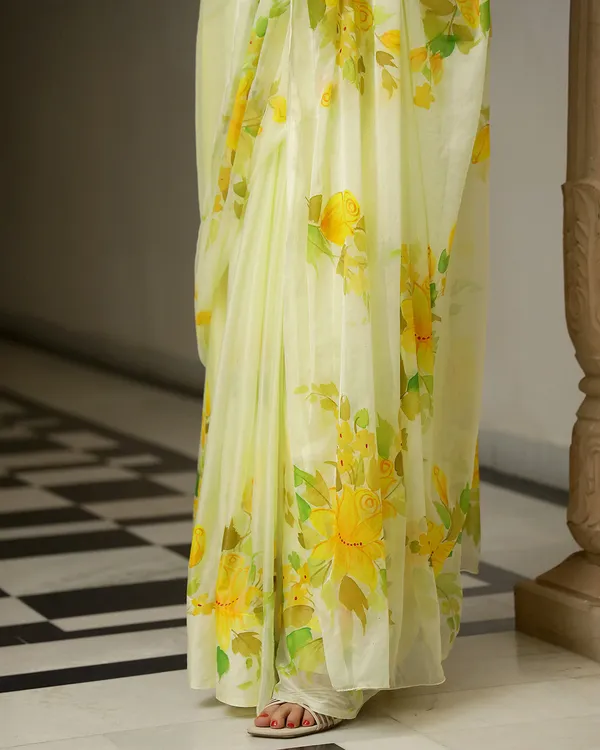 Butter_Yellow_Butter_H_Painted_Chiffon_Saree_For_Women